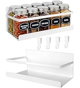 Magnetic Spice Rack for Refrigerator, 2 Pack Magnetic Shelf Fridge Organizer for Spice Jars, Magn...