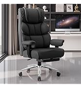 BestGlory Office Desk Chair, Big and Tall Leather Gaming Chair with Footrest, Wide Ergonomic Comf...