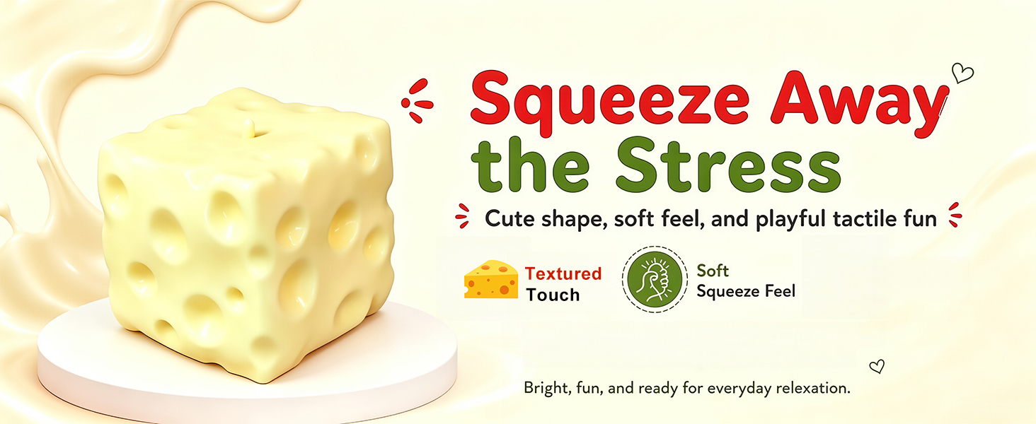 Cheese-Shaped Coconut Oil Stress Squishy Ball-Soft Jelly with a Bubblegum Texture,Slow-Rising Fidget