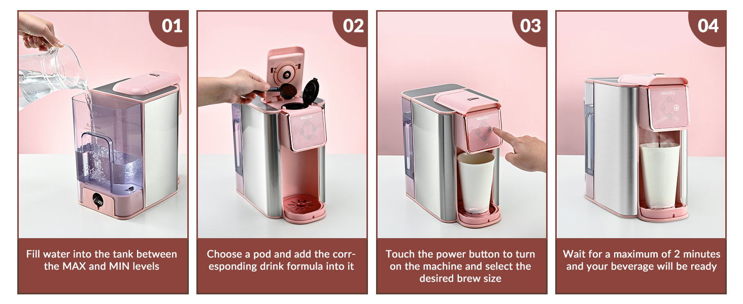 Simple steps to brew a cup of coffee with Mecity coffee maker