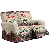 Doojoayie Merry Christmas Couch Slipcover Fashion Recliner Chair Covers Removable Decorative Chri...