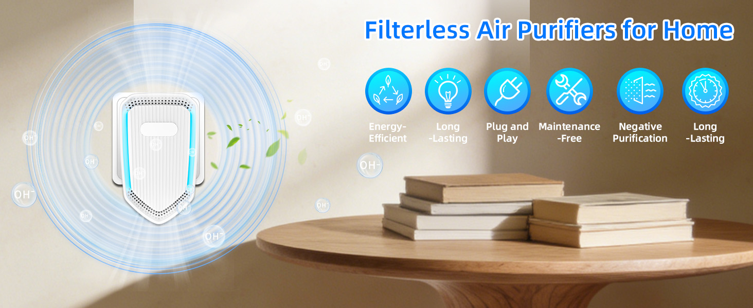 Filterless air purifier ionizer