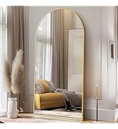 Prywot Arched Full Length Mirror, 71"x30" Free Standing Floor Mirror, Modern Full Body Mirror wit...