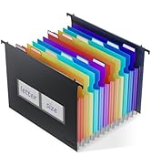 ThinkTex Plastic Expanding Hanging File Folders,12 Accordion Pockets,Large Capacity for Letter Si...
