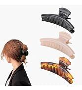 3 Pack Medium Hair Claw Clips for Thin Hair, 4.3 Inch Assorted Strong Hold Claw Clips Set for Fin...