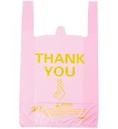 ysmile Thank You T Shirt Bag Plastic Grocery Bag for Small Business Plastic Shopping Bag with Han...