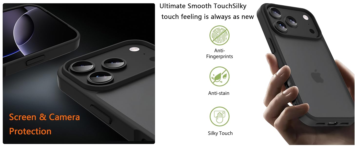 iPhone 17 pro Case Translucent Matte Phone Cover, [10 FT Military Grade Drop Protection] Slim