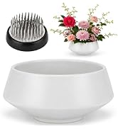 Vhxmaizxn Japanese Flower Frog Vase Set Ikebana Vases Flower Frog Bowl | White Ceramic Pot with 1...