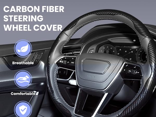hiseanllo carbon fiber steering wheel cover comfortable and durable