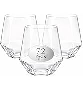 Lillian Clear Faceted Stemless Wine Tumbler, 12 oz – Unbreakable Disposable Plastic Cups for Wedd...