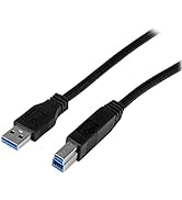 StarTech.com 1m 3 ft Certified SuperSpeed USB 3.0 A to B Cable Cord - USB 3 Cable - 1x USB 3.0 A ...