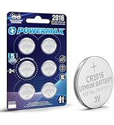Powermax CR2016 3V Lithium Coin Cell Battery, Watch and Electronics Button Batteries, 6-Count