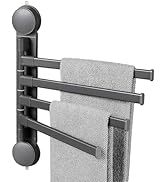 4-Arm Swivel Towel Bar, Zynuhmo Adjustable Suction Cup Bathroom Towel Rack Space Saving Wall Moun...