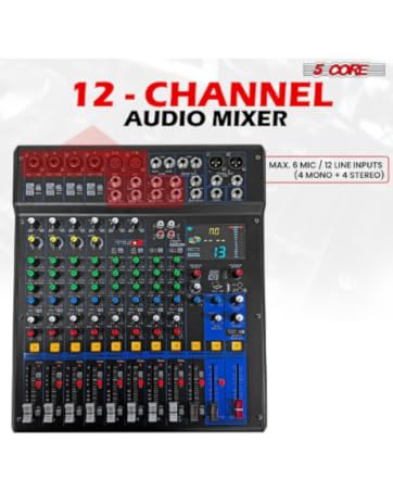 5 CORE DJ Mixer Stand Rolling 12U Stage Cart Adjustable Rack Mount for Studio Equipment Music Party ...