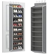 REGELETO 10 Tiers Large Size Over Door Shoe Organizer Storage, Hanging Shoe Rack for Door with De...