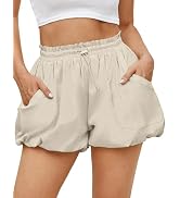 Fisoew Womens Summer Bubble Shorts Casual High Waisted Workout Puffy Shorts with Pockets