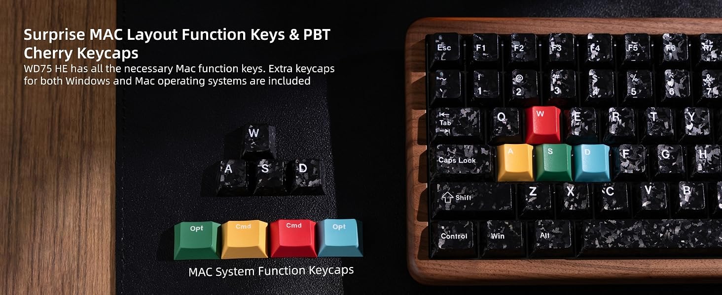 75% Hall Effec Keyboard Wood, Mechanical Keyboard Wireless Rapid Trigger Gaming Custom Keyboard