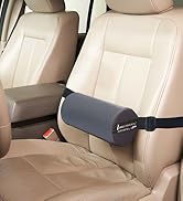 The Original McKenzie Lumbar Roll attached to a drivers side car seat