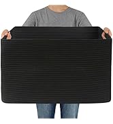 JMvicyroam Woven Blanket Basket,65L Large Storage Bin for Blankets Toys Clothes,Decorative Rope B...