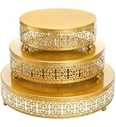 Youeon 3 Pack Metal Gold Cake Stand, 12/10/8 Inch Round Cake Stands for Dessert Table, Cupcake Pa...