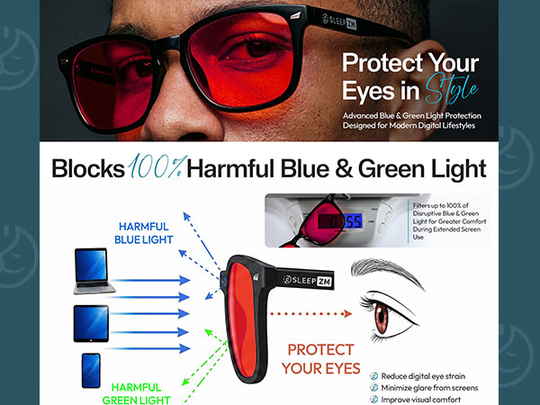 Sleep ZM orange blue light blocking glasses for work, gaming, study and daily screen use