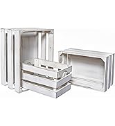 EMAX HOME Rustic Wood Crates for vintage decorative display, wooden crates decorative with Handle...