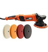 HI-BUFF Dual Action Long Throw Polisher with Complete Starting Pad Set (Heavy, Medium, Light Pol...