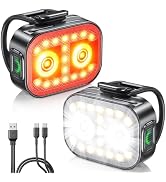 WOCBUY Bike Lights, Ultra-Slim &amp; Lightweight Rechargeable Bicycle Lights Set, [5+6 Modes] Dual US...