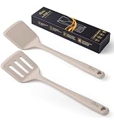 HOTEC 2-Pack BPA Free 600°F Heat Resistant Silione Spatula, Solid &amp; Slotted Turner for Non-Stick ...