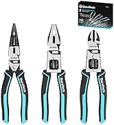 DURATECH 3PCS Pliers Set, Large 6 in 1 Multifunctional Wire Stripper Crimper Cutter, 8.5" Long No...