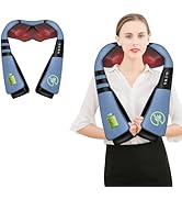 WERTYI Cordless Shiatsu Neck and Shoulder Massager with Heat, Back Massager for Pain Relief Deep ...