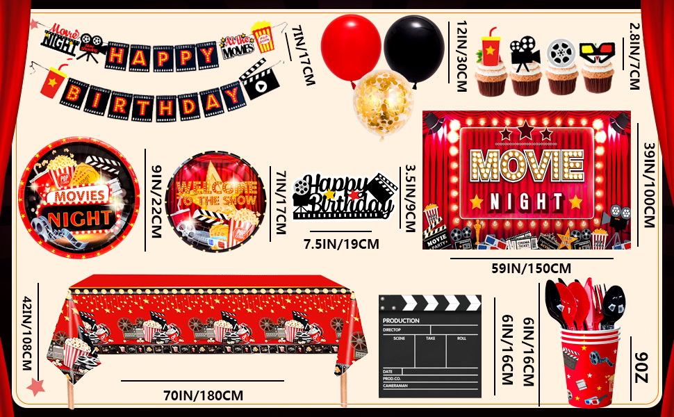 movie theme party supplies