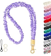 YANTHKEY Cute Stretchy Scrunchie Neck Lanyards for ID Badges &amp; Keys | Cool Ultra-Thin Key Lanyard...