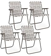 GYMAX Lawn Chair Folding, Webbed Beach Lounge Chairs Set with Highback, Outdoor Portable Lightwei...