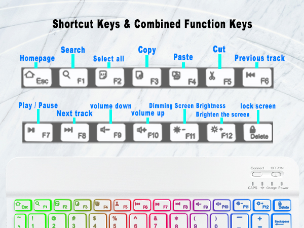 Universal Tablet Backlit Keyboard Case Pink - 20