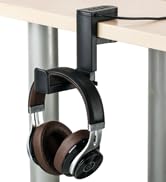 2 in 1 Headphone Hook with 4 Ports USB 3.0 2.0 Hub, Under Desk 360 Degree Rotation PC Gaming Head...