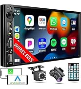Wireless 7 inch Double Din Car Stereo with Apple Carplay,Car Bluetooth FM Car Radio,Backup Camera...