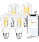 Linkind E26 Smart Edison Bulbs, 2700K-6500K Tunable WiFi Edison Bulbs with Remote Control, 8W 60W...