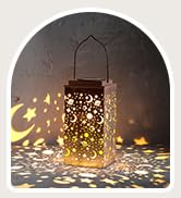 Kingsyard Star Moon Hanging Solar Lanterns Outdoor Waterproof, Recycled Plastic Solar Garden Ligh...