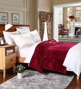 Flannel Fleece Throw Blanket Burgundy Red