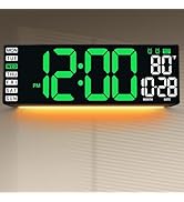 16.5" Large Digital Wall Clock: Wall Mount Decor Clock Large Display for Classroom Dorm Office Ga...