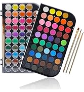 Artecho 48 Colors Watercolor Paint Set with 3 Brushes, Washable, Travel Design, Perfect for Card ...