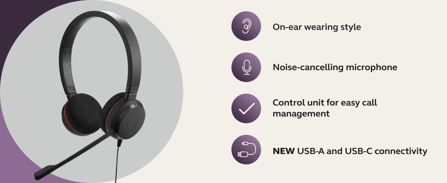 Noise-cancelling microphone headset Microsoft Teams headset USB-A headset USB-C headset