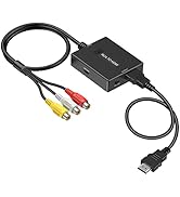 Uzifhdhi RCA to HDMI Converter, AV to HDMI Converter with HDMI Cable Supports PAL/NTSC for PS2/VH...