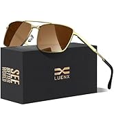 LUENX Rectangular Polarized Aviator Sunglasses for Men Retro Square Driving Shades UV400 Protection