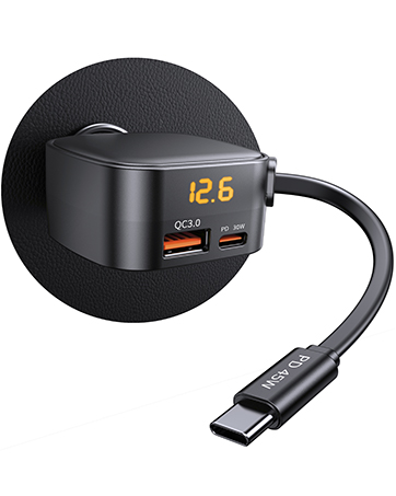 retractable car charger fast charging and USB C cable for charging multiple devices in the car