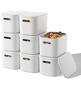 ORGIDOL 8 Pack White Storage Bins with Lids Stackable Storage Container for Organizing, Storage B...