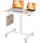 Claiks Mobile Standing Desk, Small Rolling Standing Desk, Mobile Desk Workstation with Wheels, Pn...