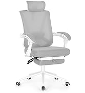 Misolant Ergonomic Office Chair with Footrest, Ergonomic Desk Chair with Adjustable 2D Lumbar Sup...
