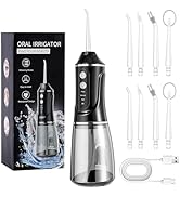 Cordless Water Dental Flosser for Teeth Cleaning, 380ML Large Water Tank &amp; 8 Jet Tips, Portable O...